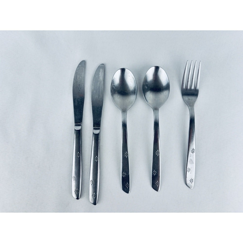 Stainless Japan Flatware 5 Atomic Starbursts MCM 5 Pieces - Lot Of 5 Silverware